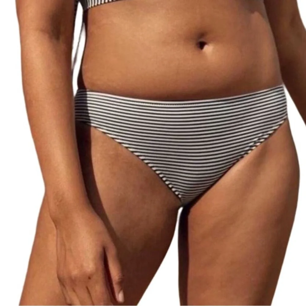Aerie Black and White Striped Bikini Bottoms